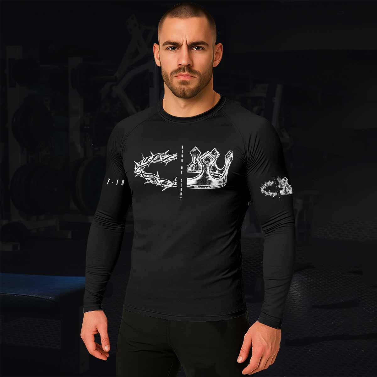 The King of Glory Men's Rash Guard Long Sleeve - lifestyle view