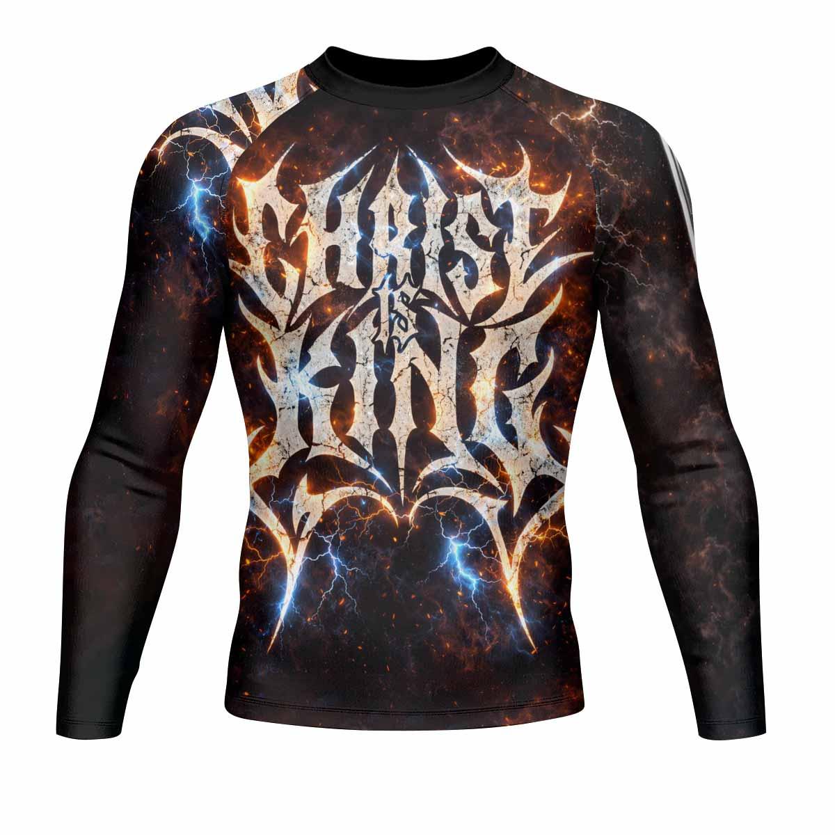 Christ is King Men's Rash Guard Long Sleeve - front view mockup