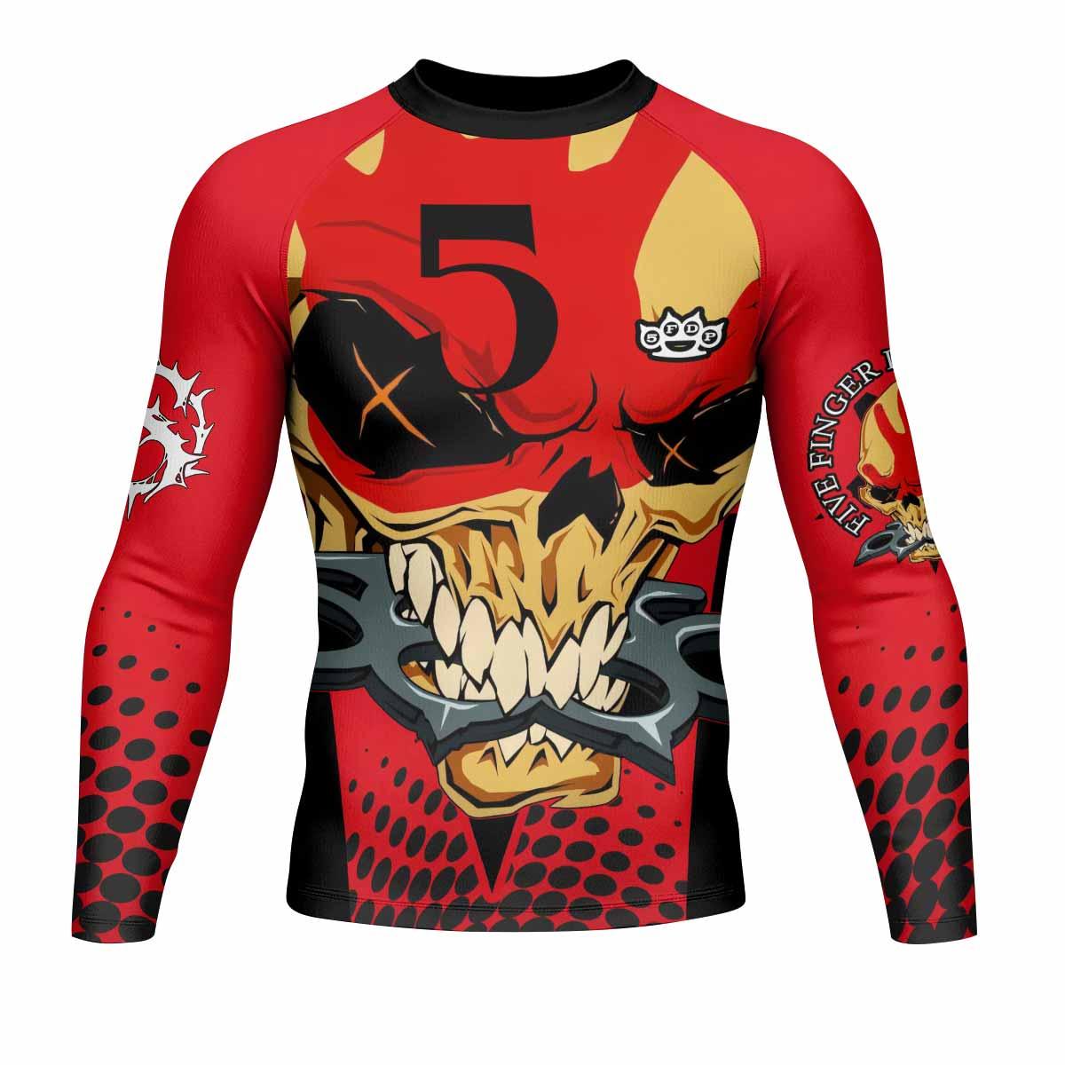 Five Finger Death Punch 5FDP Men's Rash Guard Long Sleeve - front view mockup