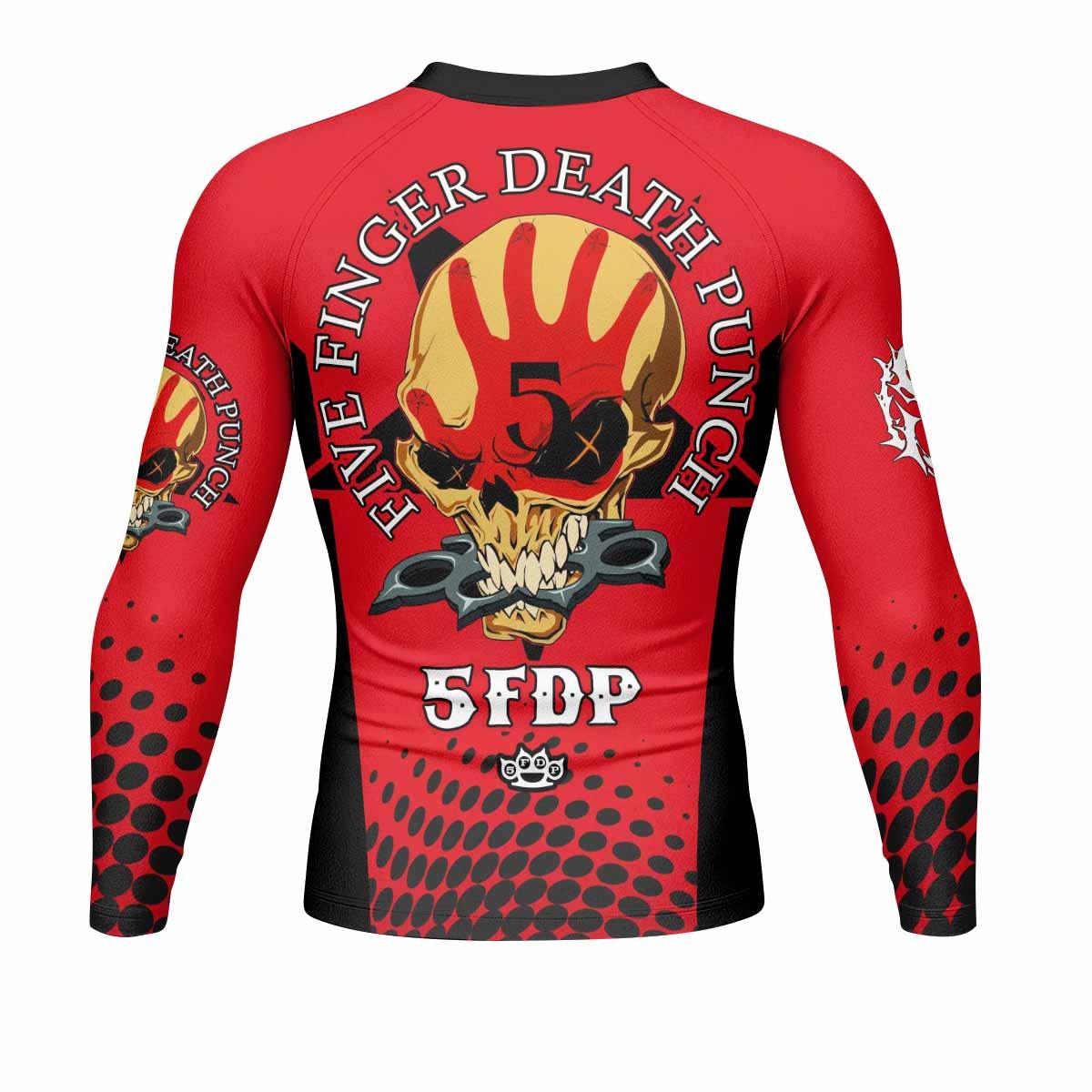 Five Finger Death Punch 5FDP Men's Rash Guard Long Sleeve - back view mockup