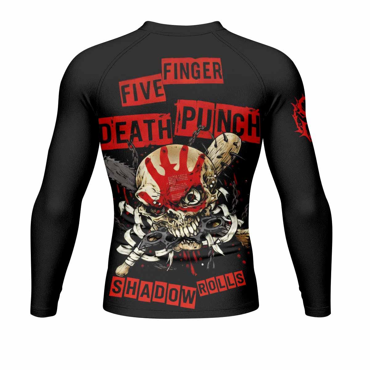 Five Finger Death Punch Shadowrolls Men's Rash Guard Long Sleeve - back view mockup
