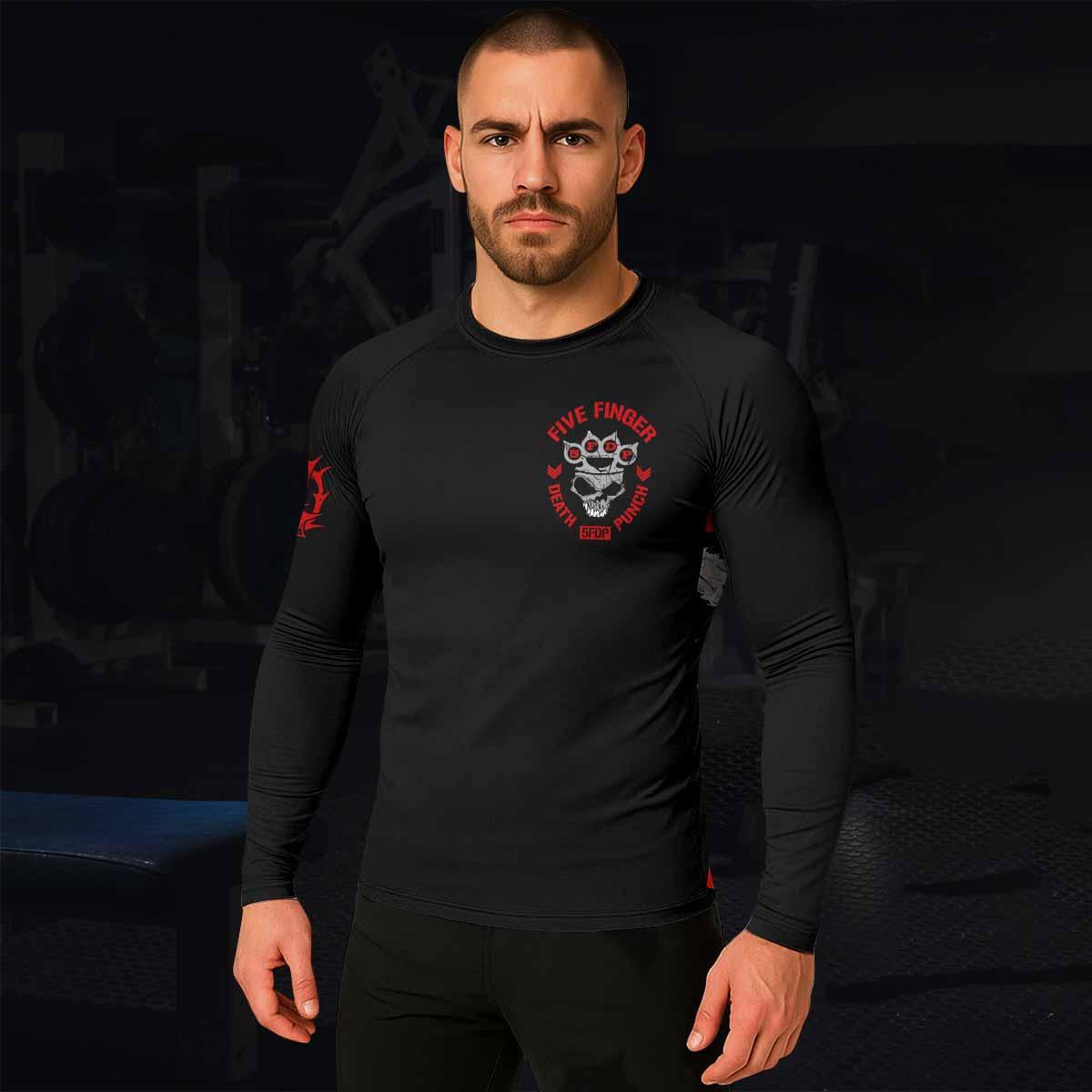 Five Finger Death Punch Shadowrolls Men's Rash Guard Long Sleeve - lifestyle view