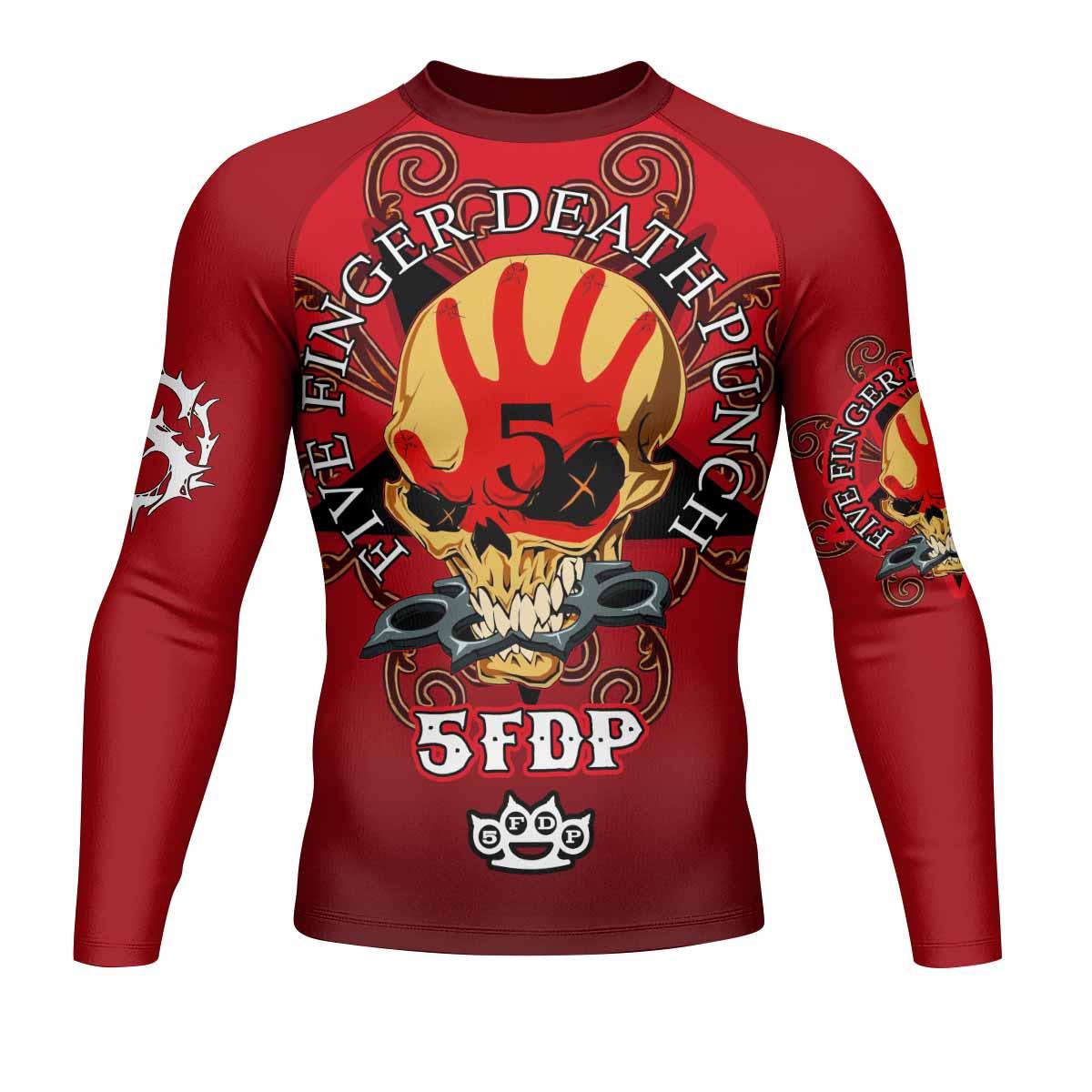5FDP Five Finger Death Punch Men's Rash Guard Long Sleeve - front view mockup