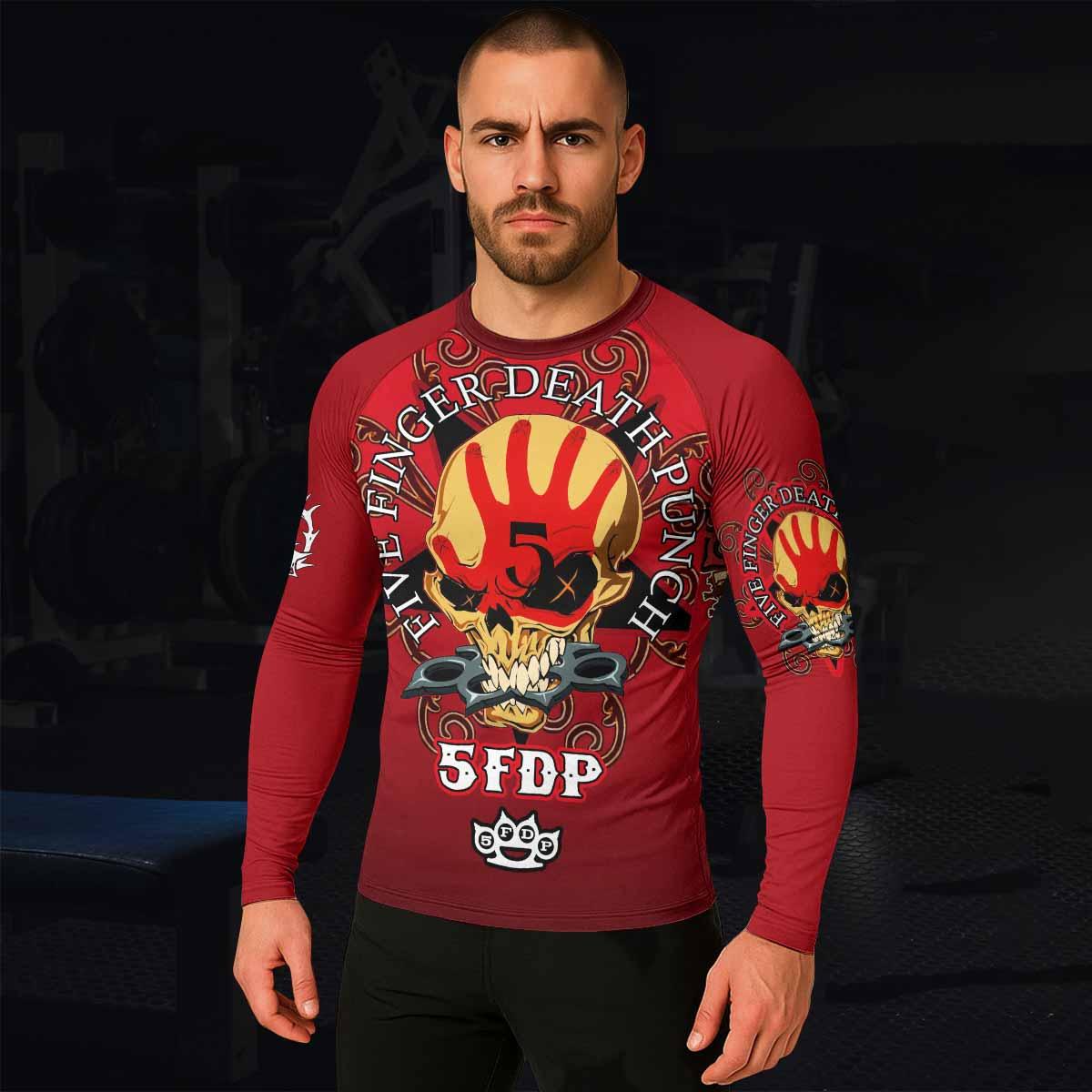 5FDP Five Finger Death Punch Men's Rash Guard Long Sleeve - lifestyle view