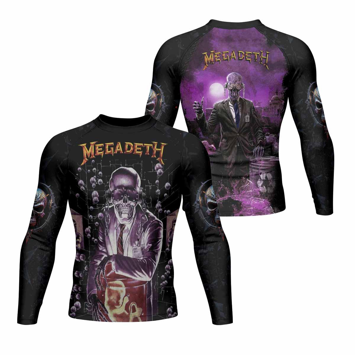 Megadeth Toxic Messiah Men's Rash Guard Long Sleeve - front and back view