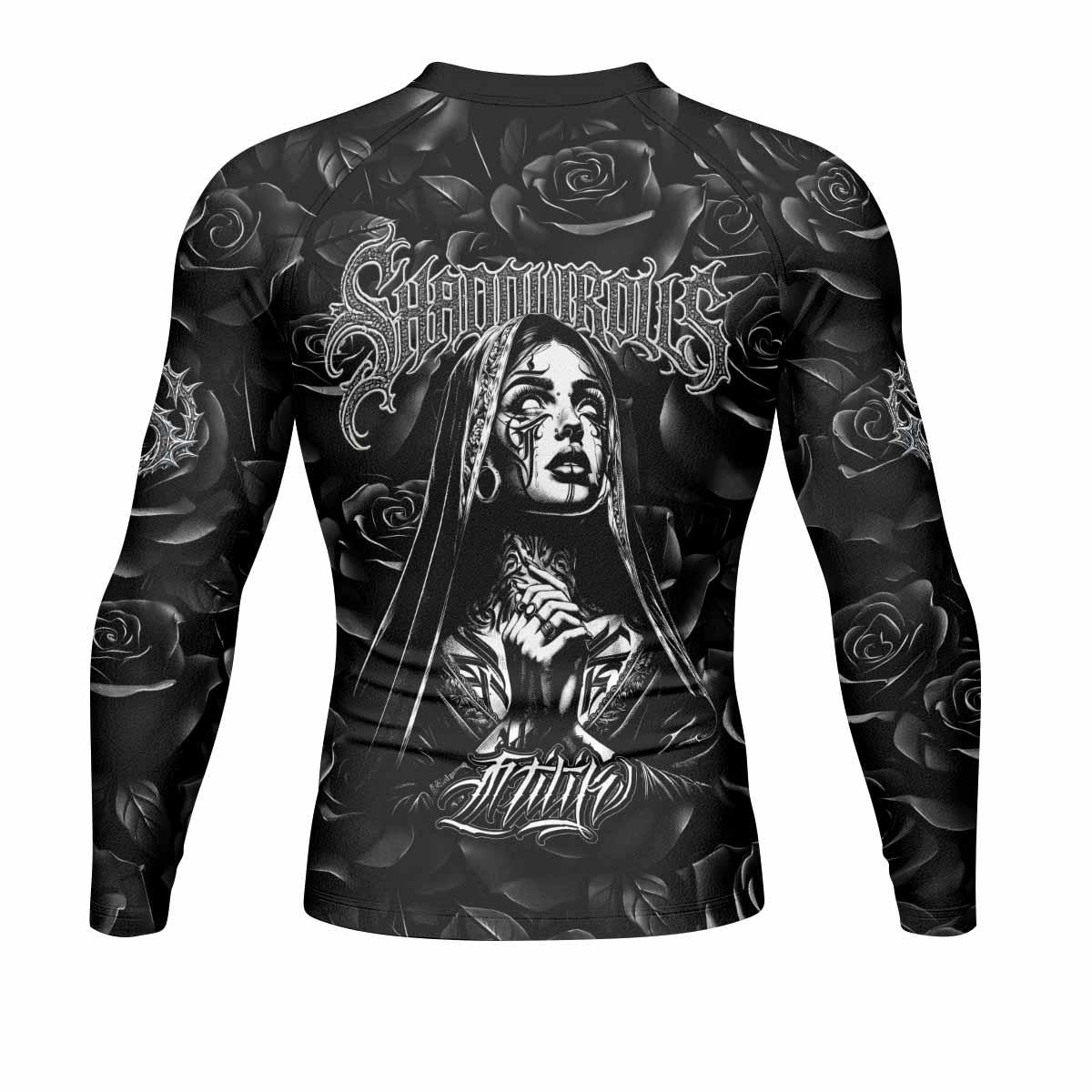 Pray for the Rave Men's Rash Guard Long Sleeve - back view mockup