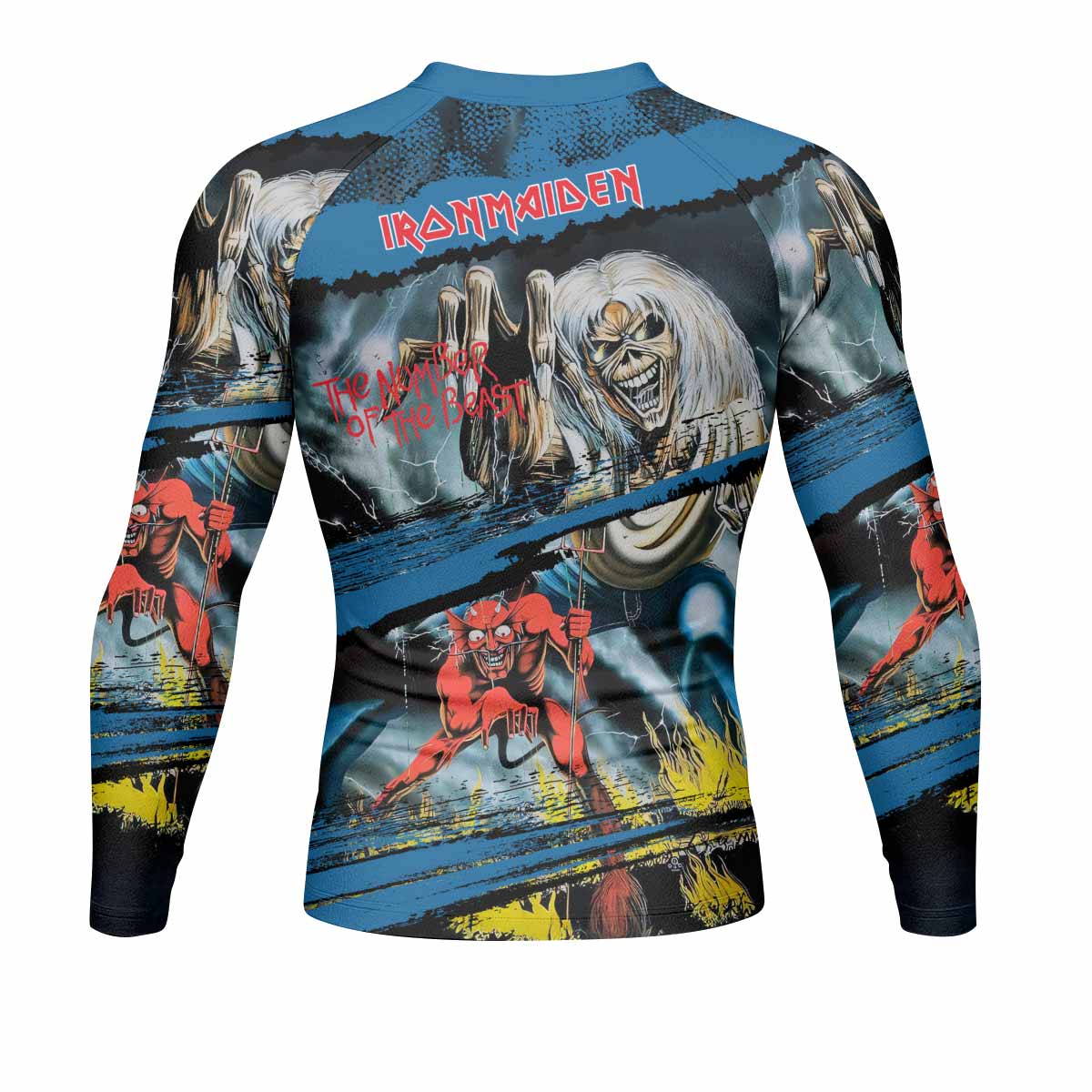 Iron Maiden The Number of the Beast Men's Rash Guard Long Sleeve - back view mockup