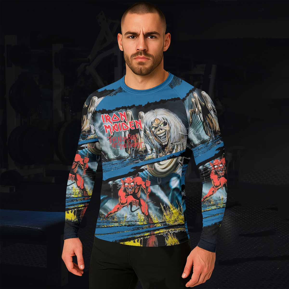 Iron Maiden The Number of the Beast Men's Rash Guard Long Sleeve - lifestyle view