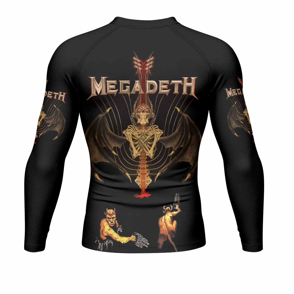 Megadeth Holy Wars 991 Wild Oats Men's Rash Guard Long Sleeve - back view mockup