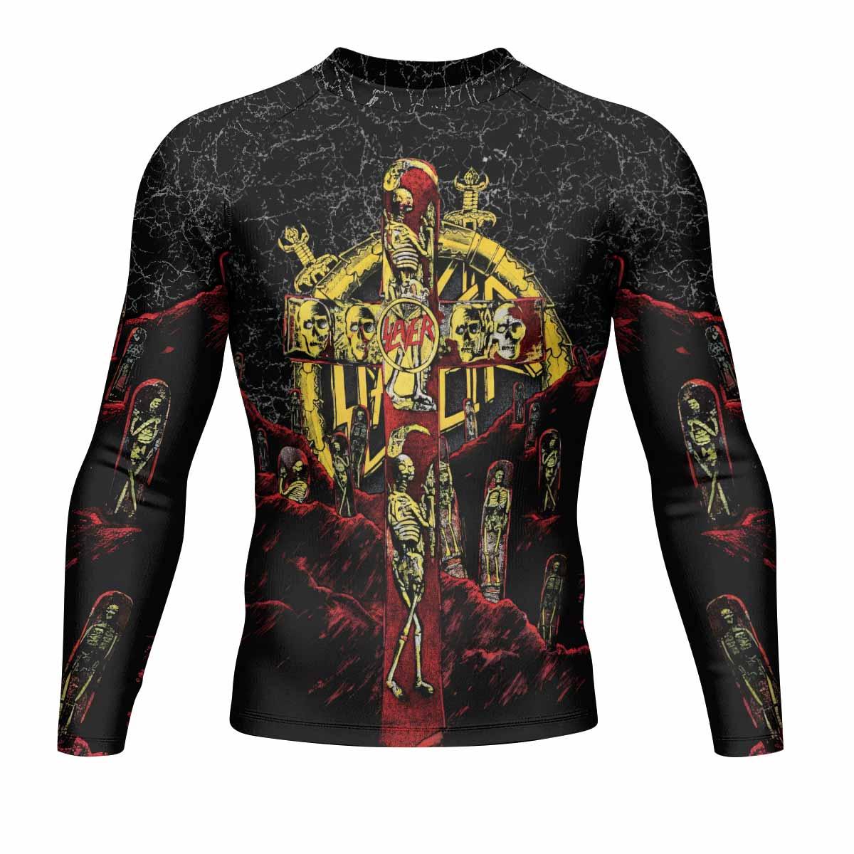Vintage 1991 Slayer Men's Rash Guard Long Sleeve - front view mockup