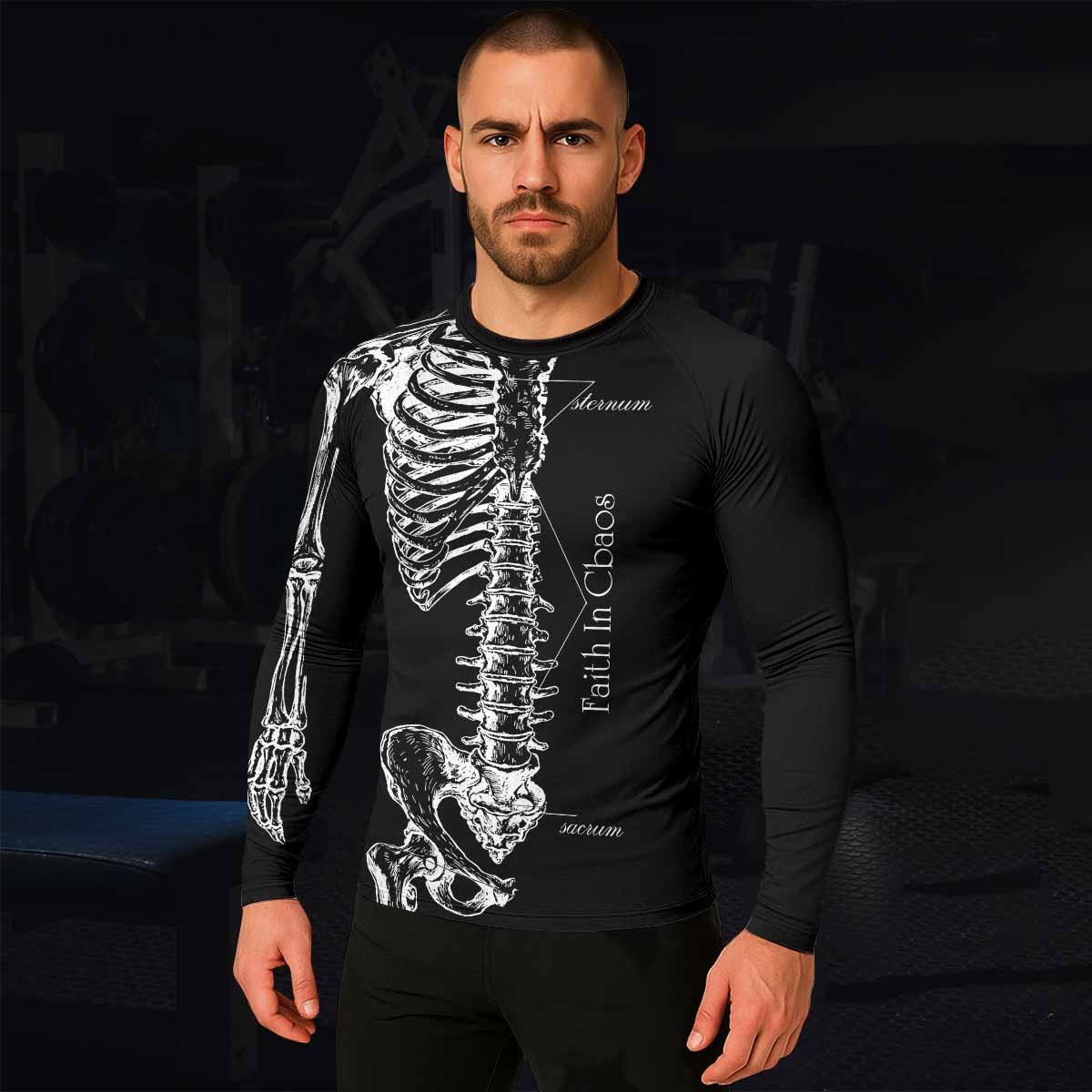 Faith In Chaos Skeleton Men's Rash Guard Long Sleeve - lifestyle view