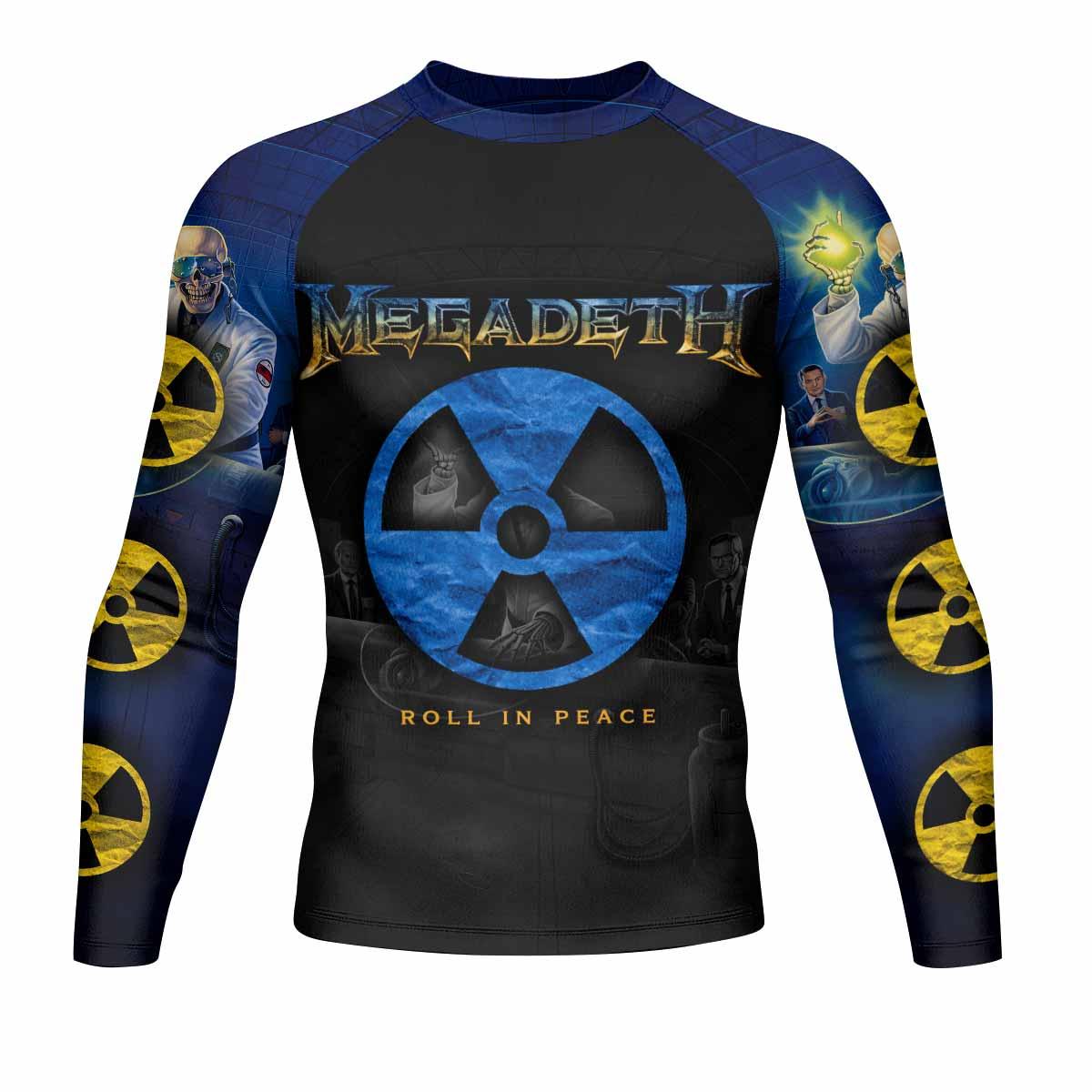 Megadeth Roll In Peace Men's Rash Guard Long Sleeve - front view mockup