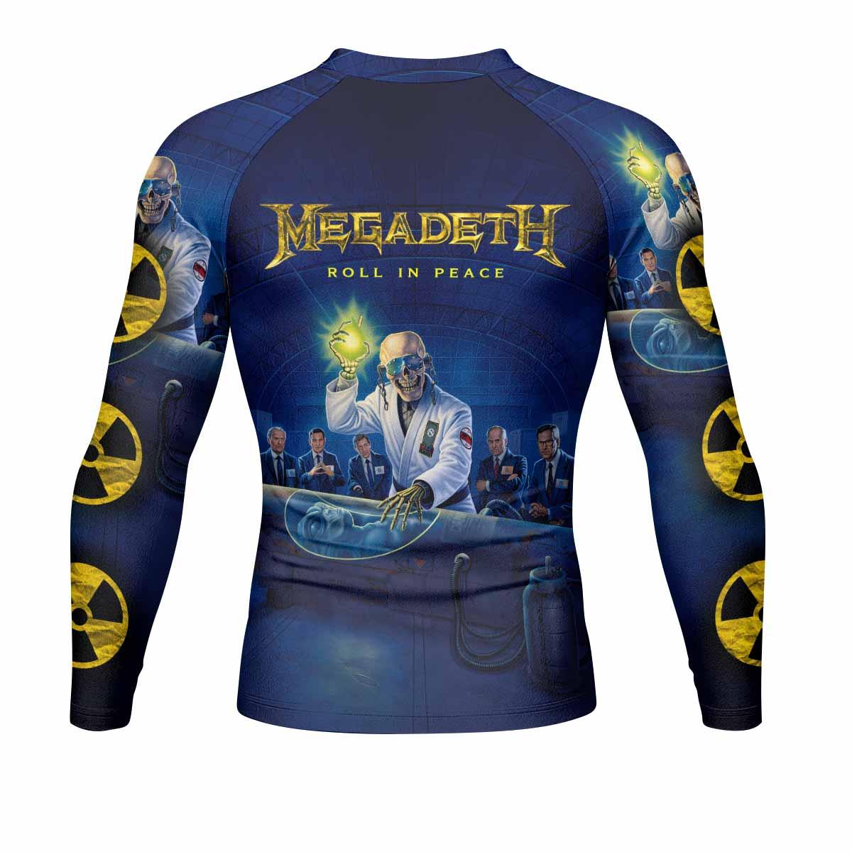 Megadeth Roll In Peace Men's Rash Guard Long Sleeve - back view mockup