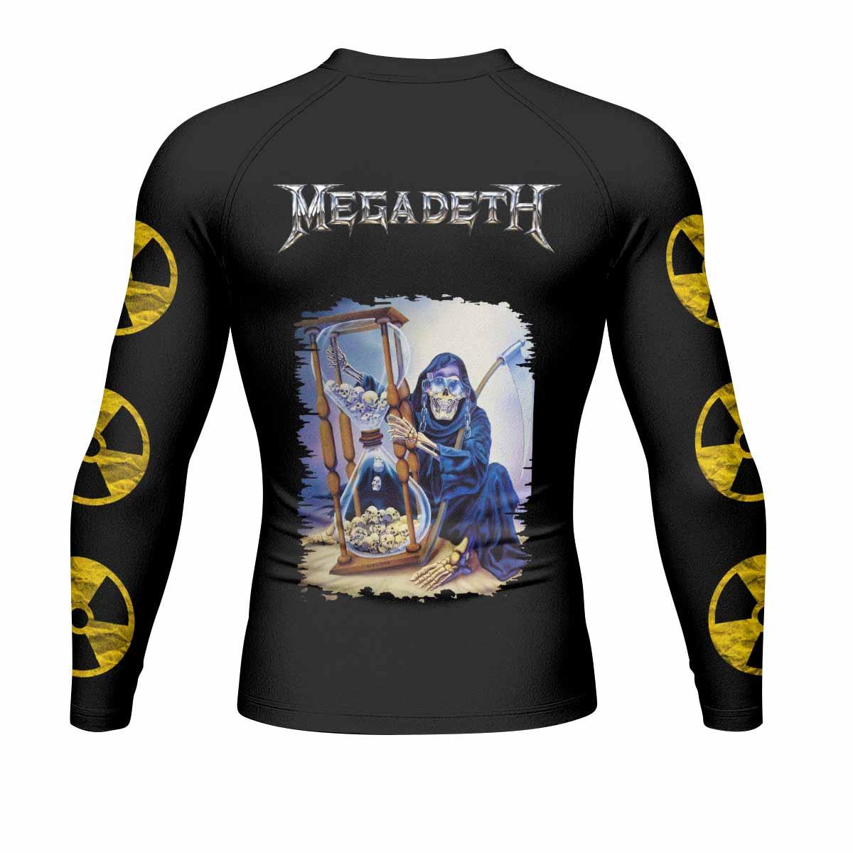 Megadeth Countdown to Submission Men's Rash Guard Long Sleeve - back view mockup