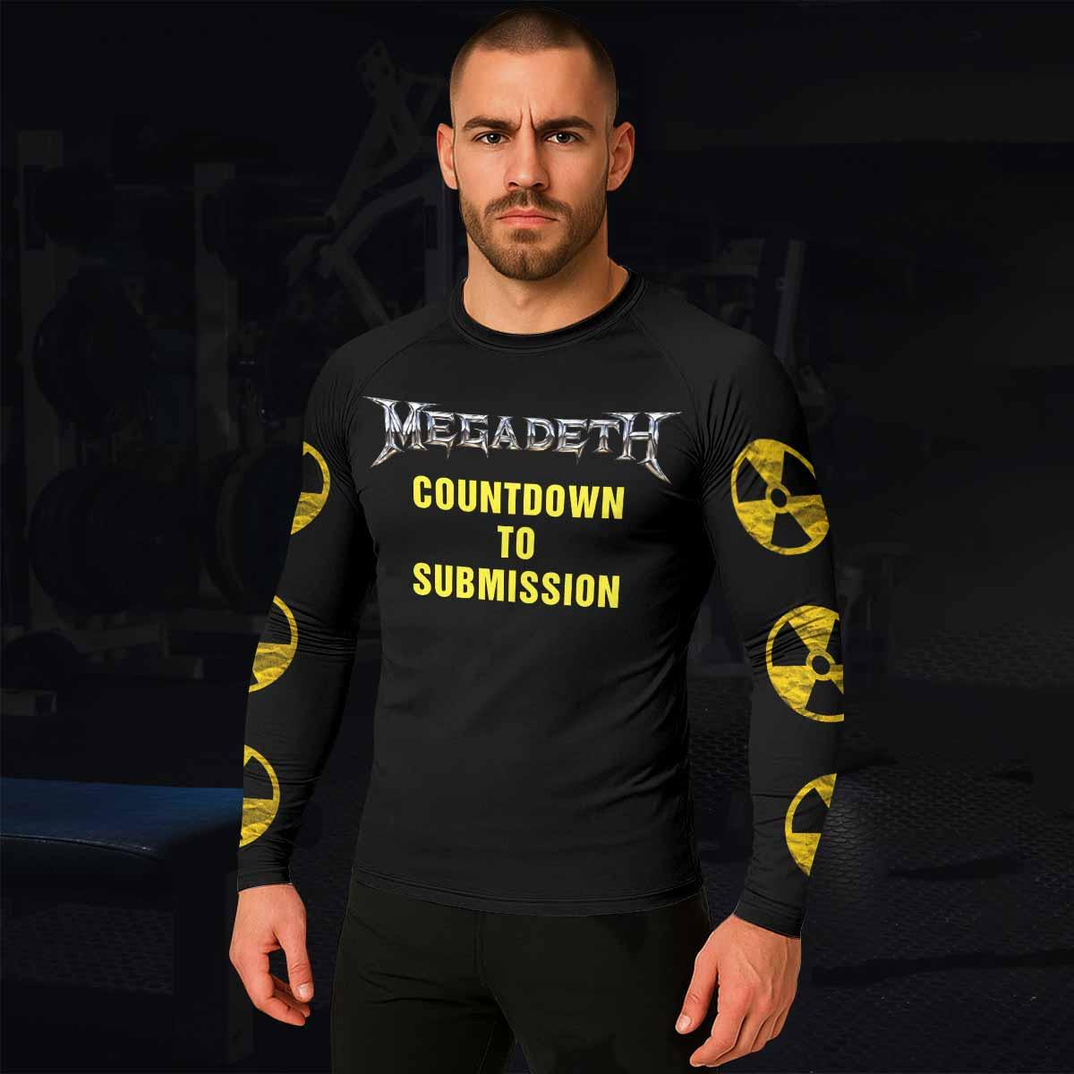 Megadeth Countdown to Submission Men's Rash Guard Long Sleeve - lifestyle view