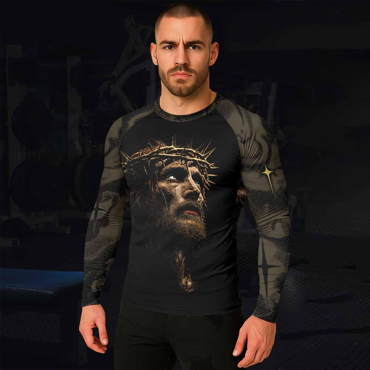 Live for Him Men's Rash Guard Long Sleeve - lifestyle view