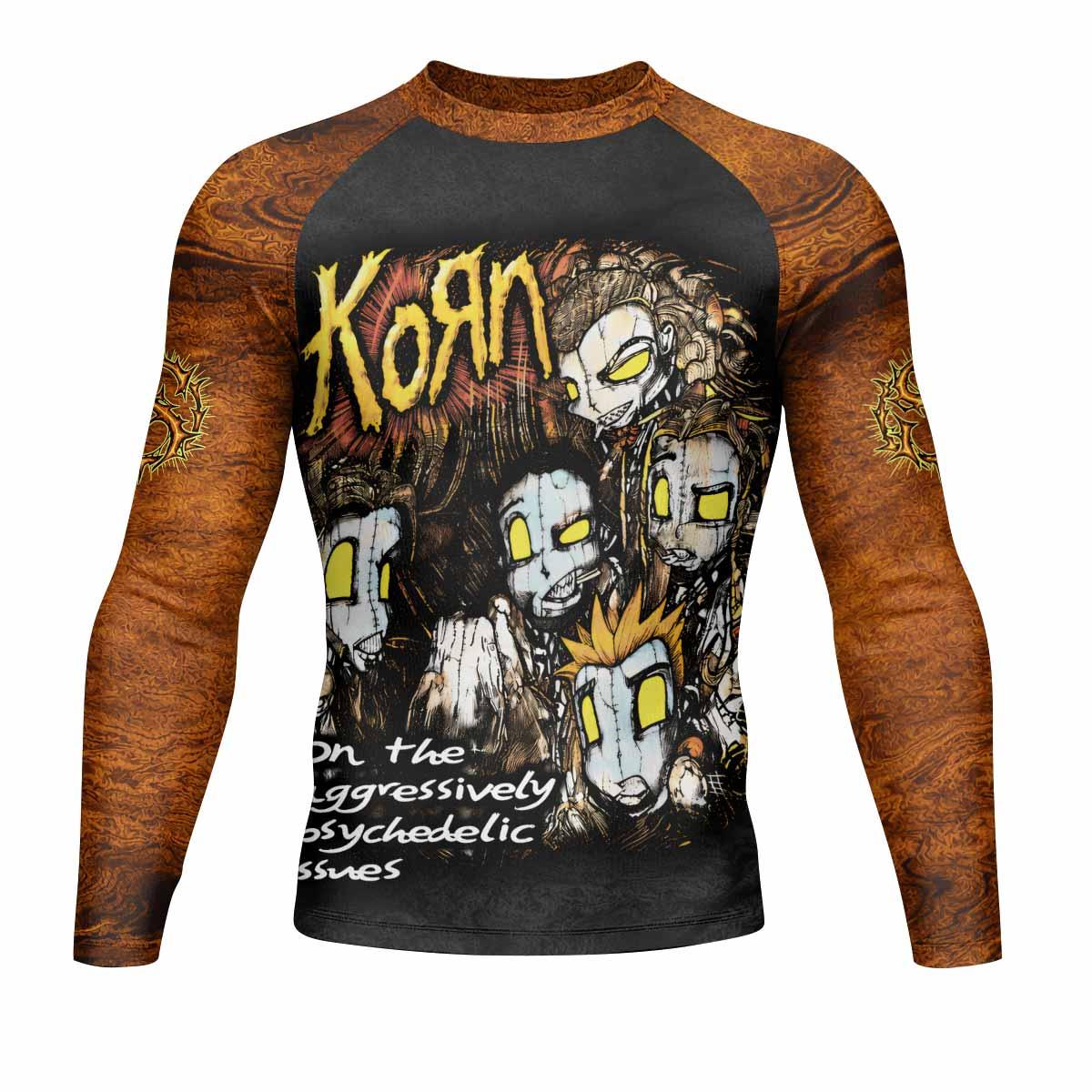 Follow the Leader Korn Men's Rash Guard Long Sleeve - front view mockup