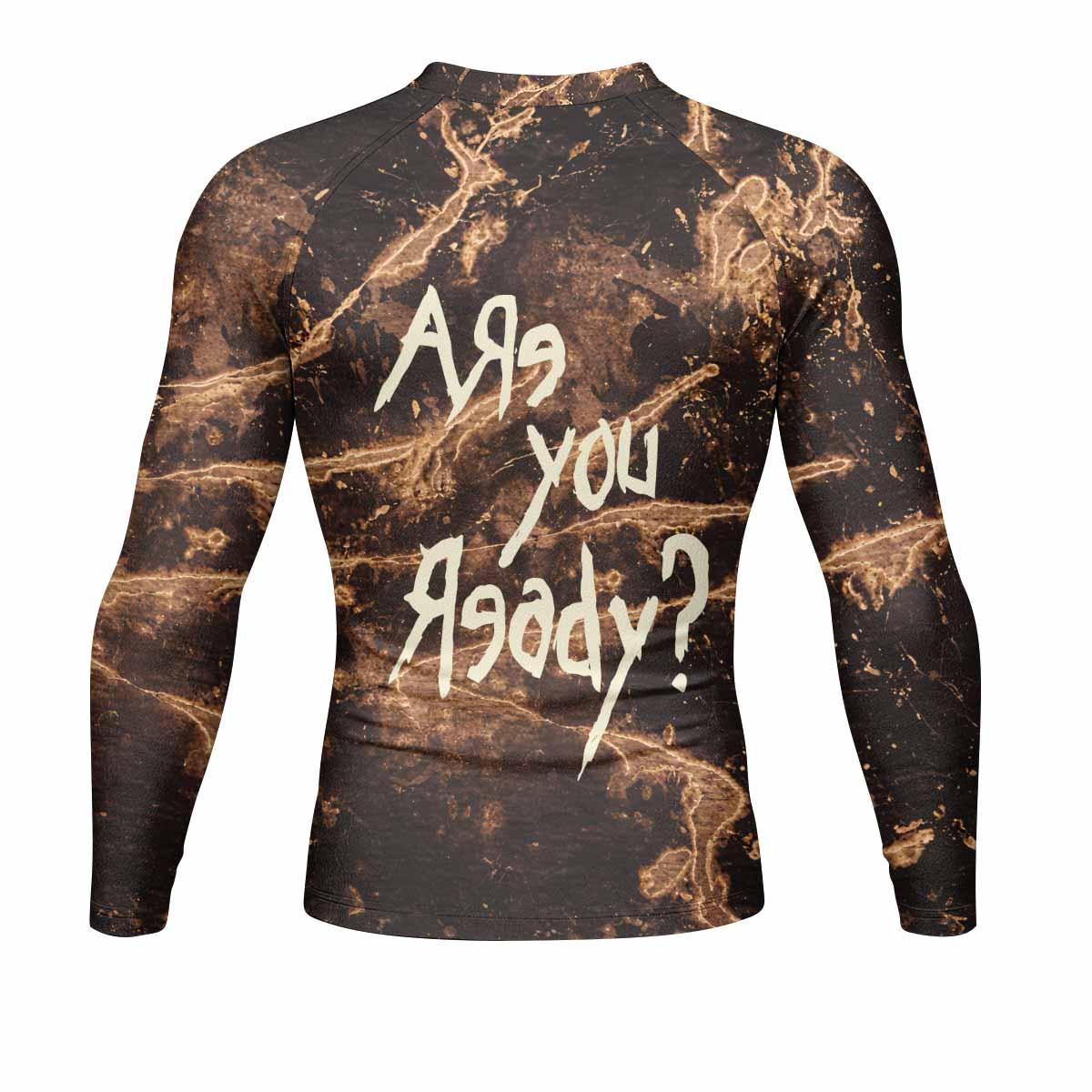 Are You Ready Korn Men's Rash Guard Long Sleeve - back view mockup