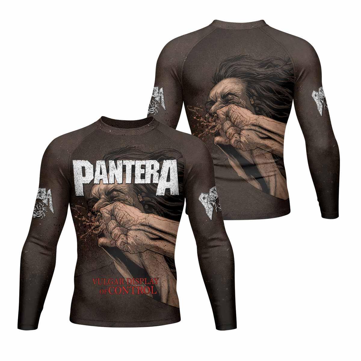 Pantera Vulgar Display Of Control Men's Rash Guard Long Sleeve - front and back view