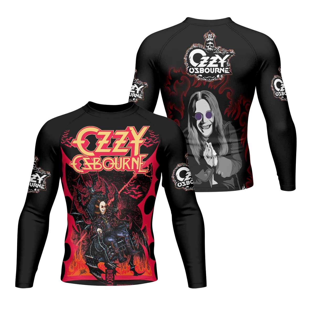 Ozzy Osbourne Men's Rash Guard Long Sleeve - front and back view