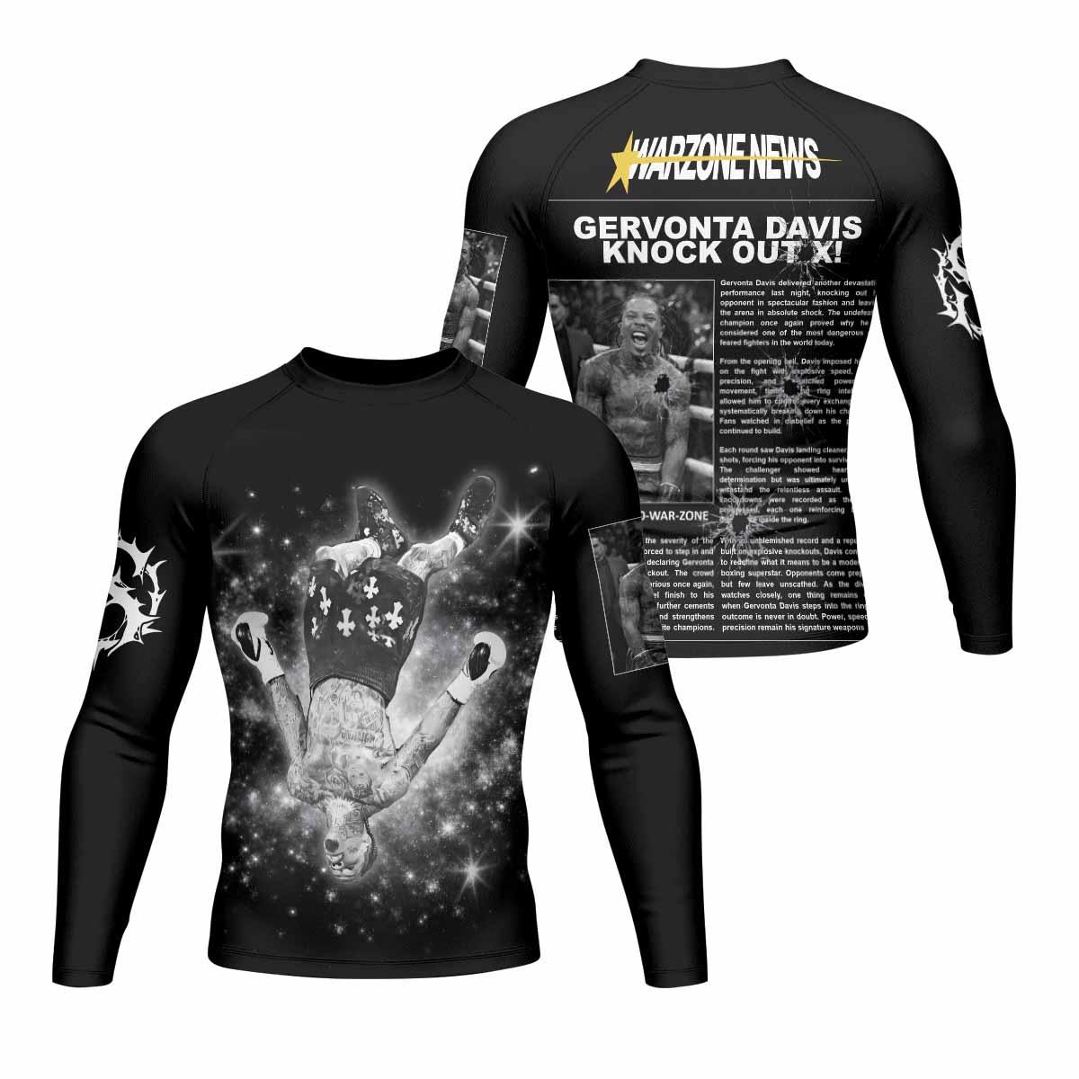 Gervonta Tank Davis Flip Men's Rash Guard Long Sleeve - front and back view