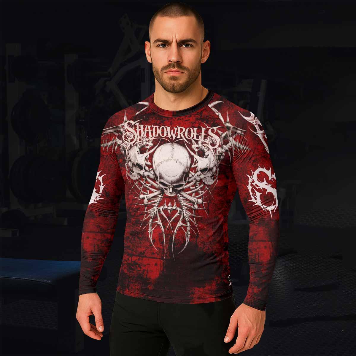 Blood Spine Skull Men's Rash Guard Long Sleeve - lifestyle view