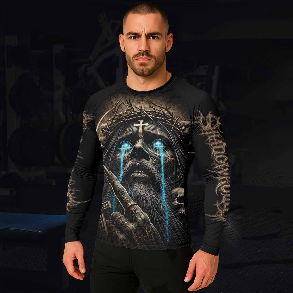 Tears Of Christ Men's Rash Guard Long Sleeve - lifestyle view