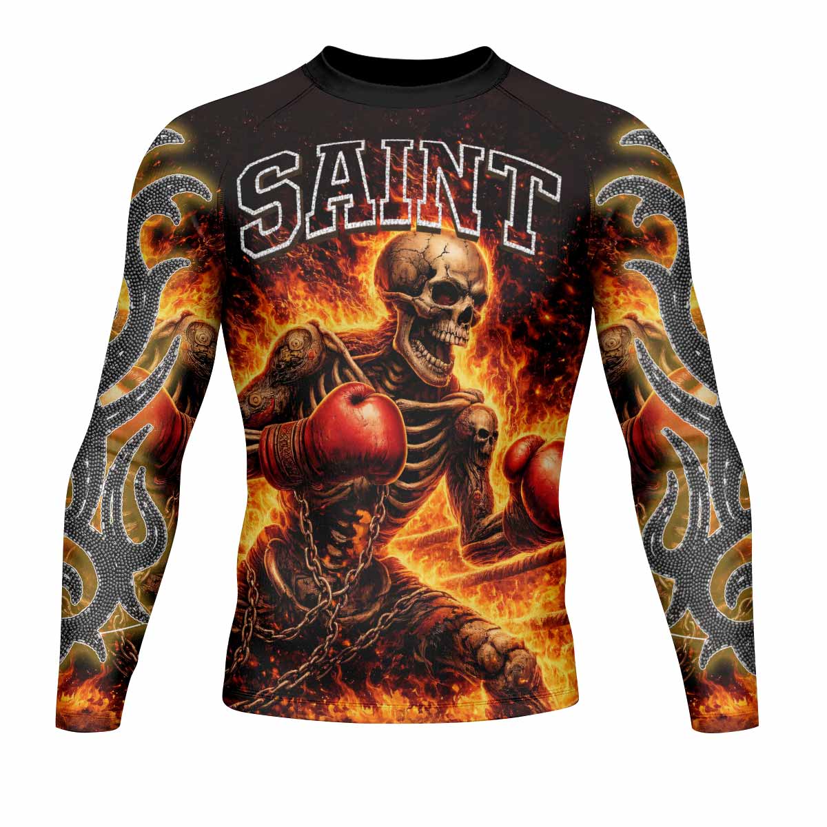 Saint King of Kings Men's Rash Guard Long Sleeve - front view mockup