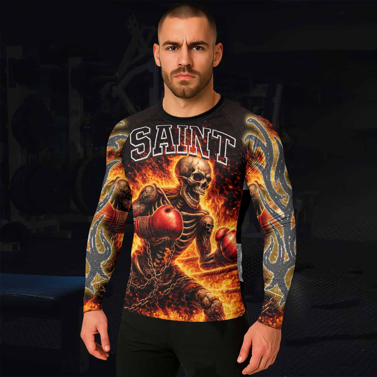 Saint King of Kings Men's Rash Guard Long Sleeve - lifestyle view
