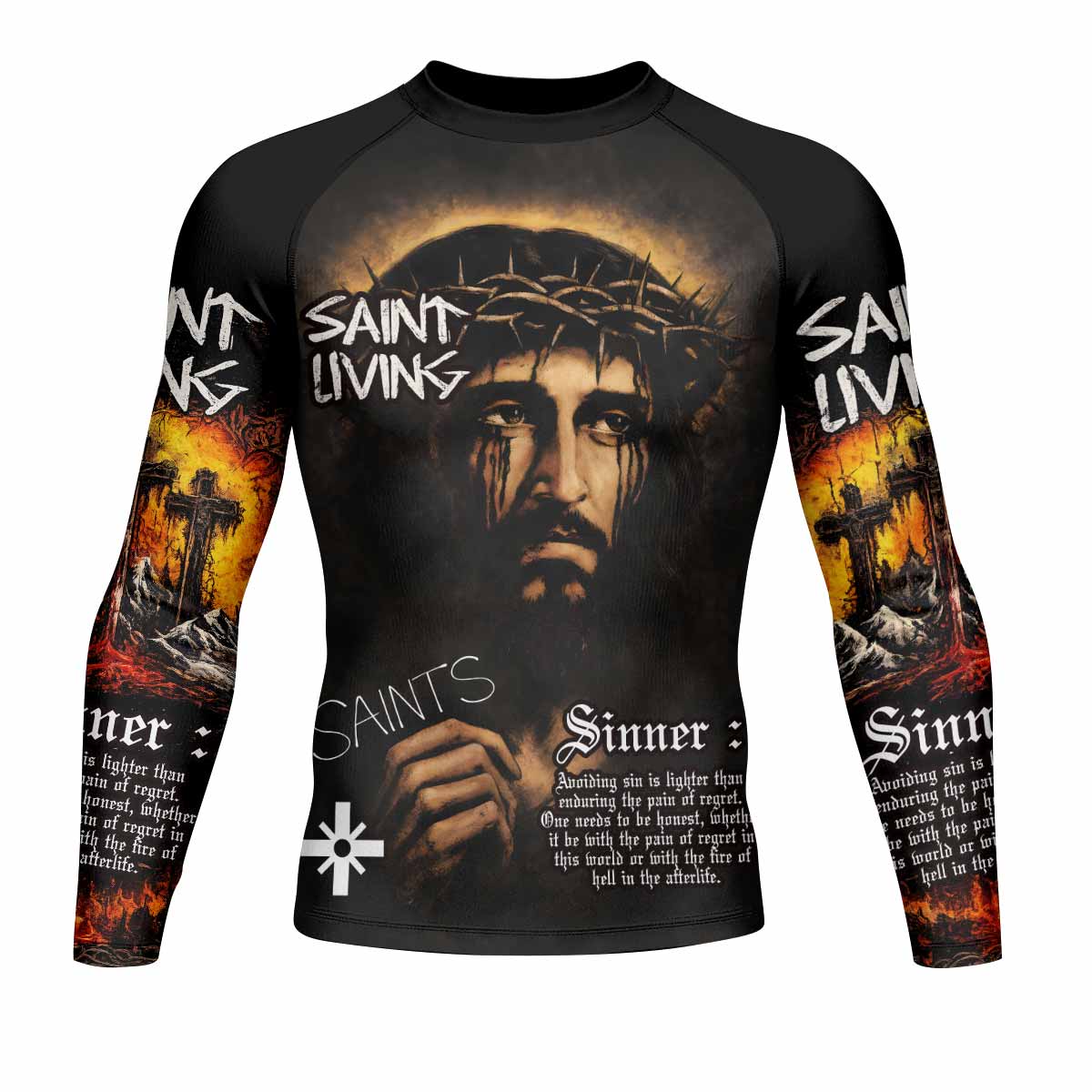 Saint Living Men's Rash Guard Long Sleeve - front view mockup