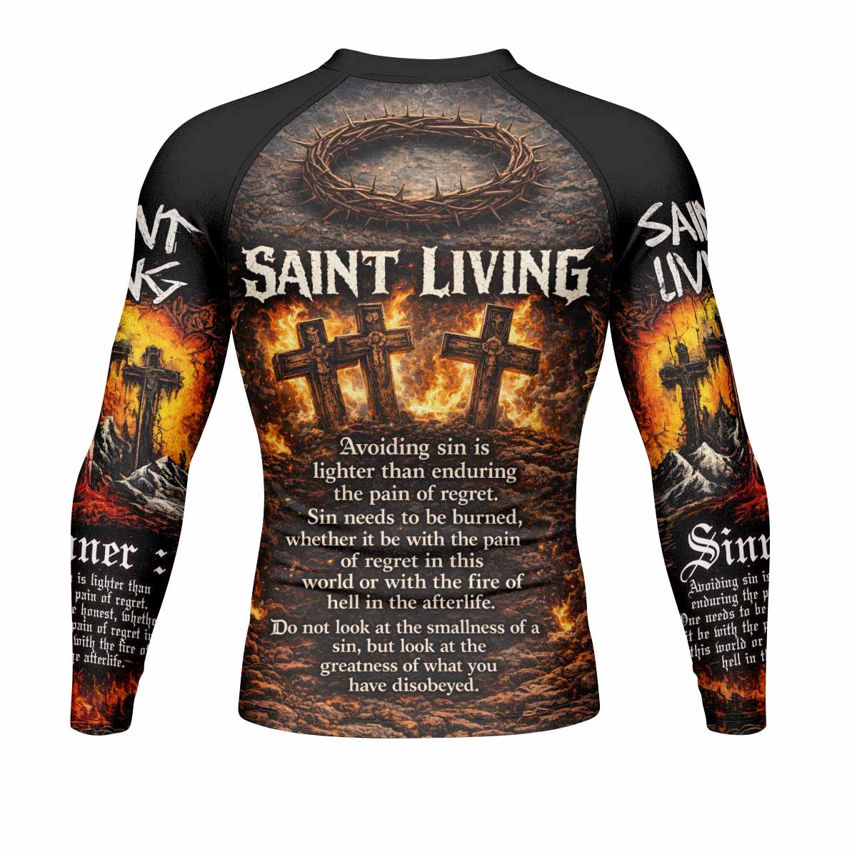 Saint Living Men's Rash Guard Long Sleeve - back view mockup