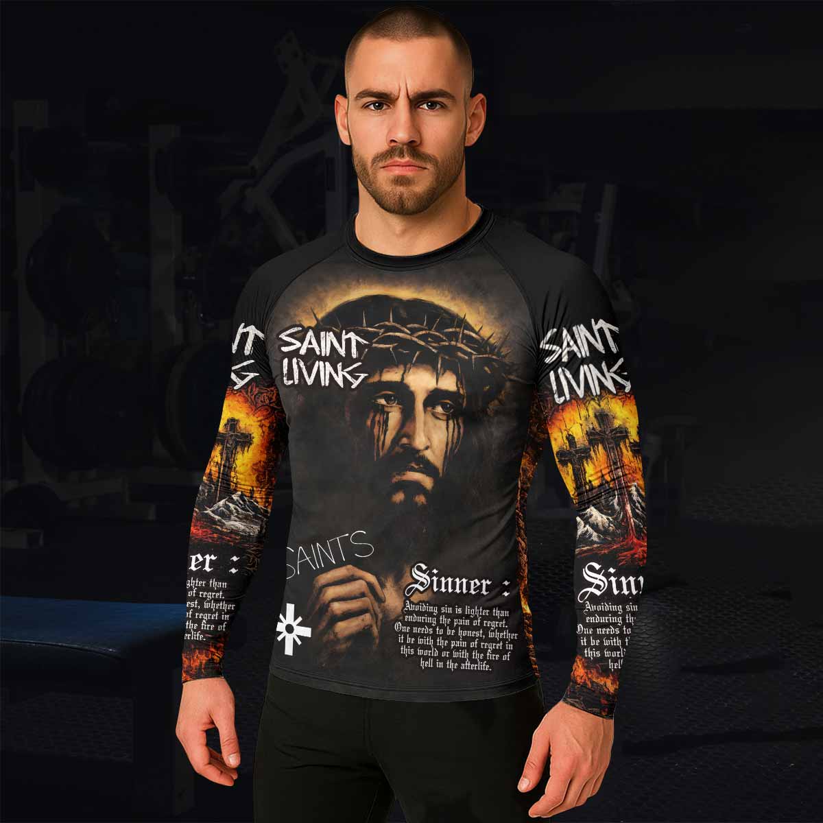 Saint Living Men's Rash Guard Long Sleeve - lifestyle view