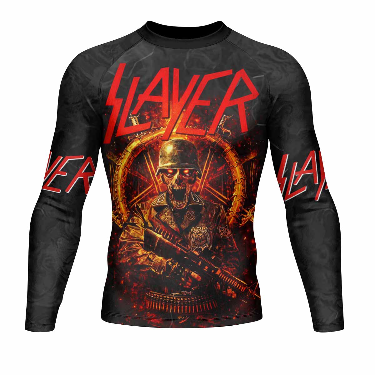 Slayer Goat Skull Men's Rash Guard Long Sleeve - front view mockup