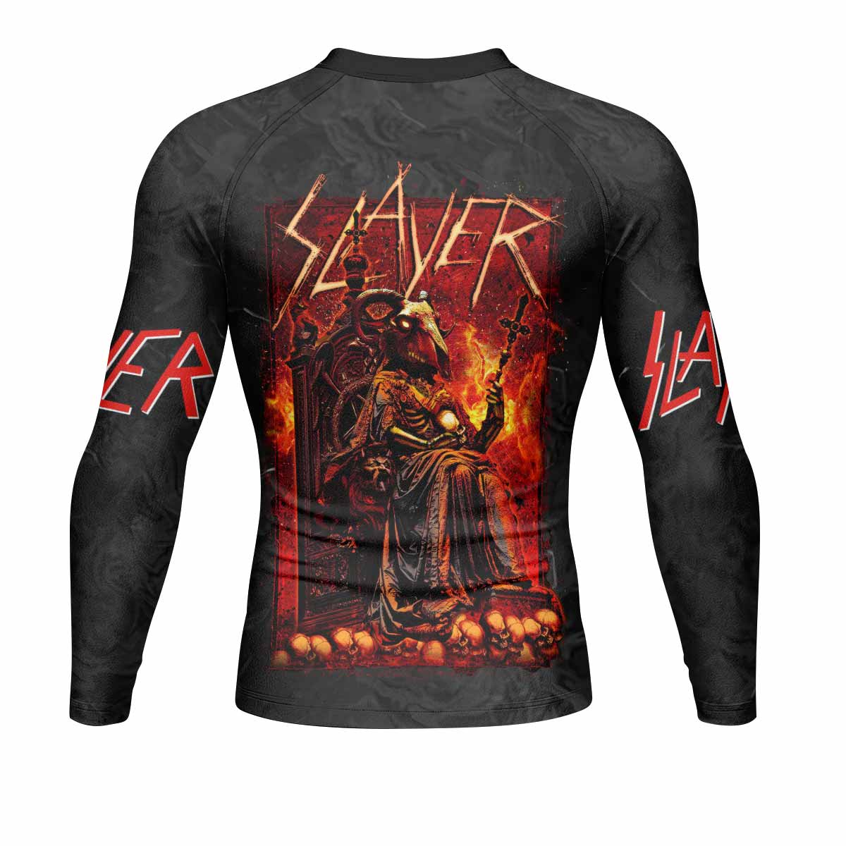 Slayer Goat Skull Men's Rash Guard Long Sleeve - back view mockup