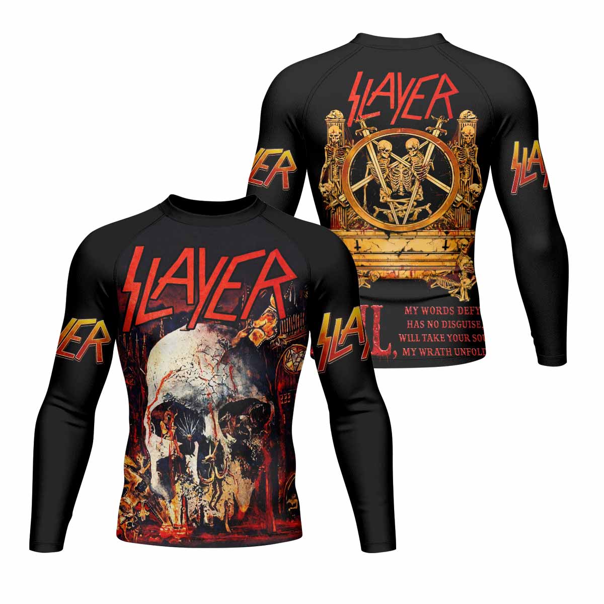 Slayer South Of Heaven Men's Rash Guard Long Sleeve - front and back view