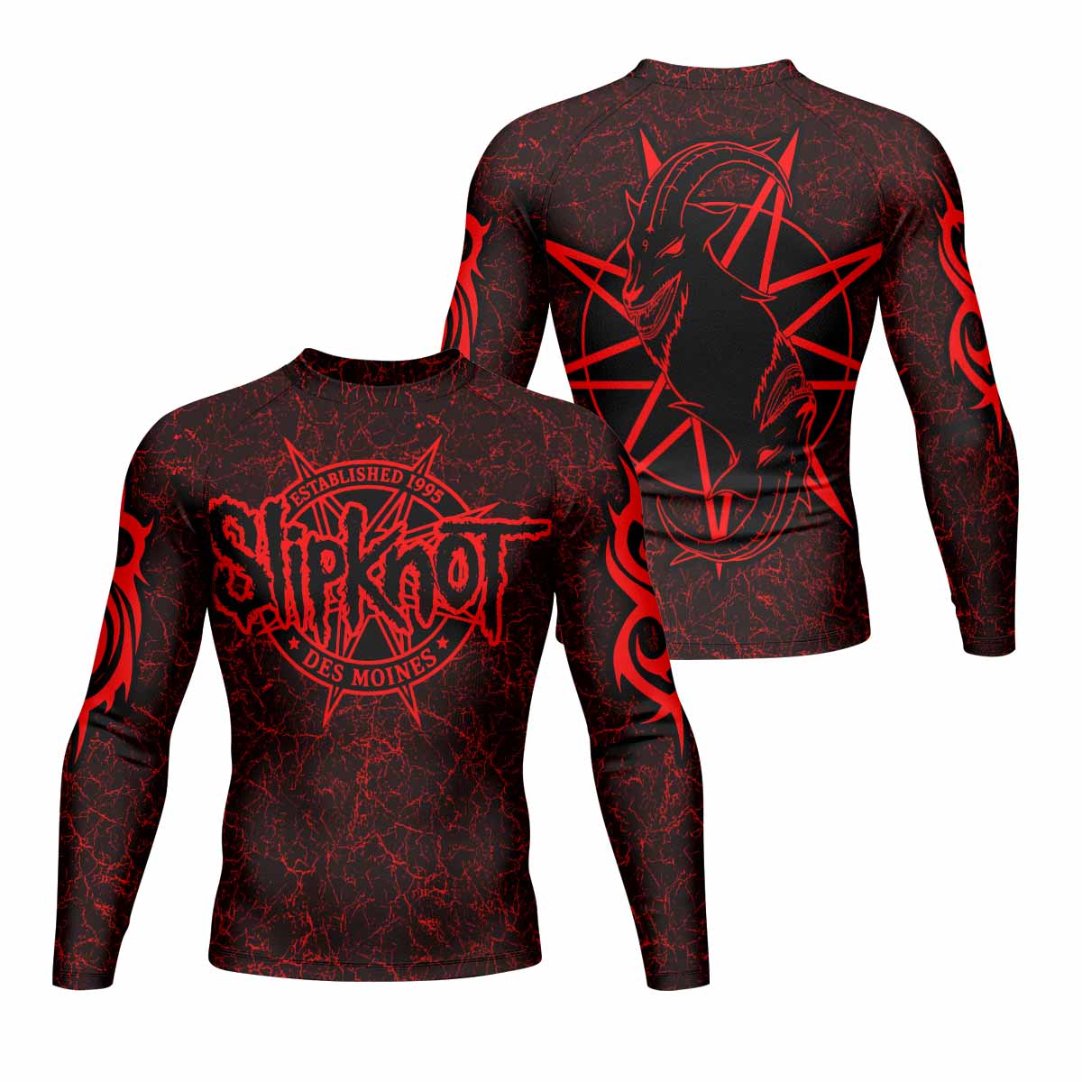 Slipknot Rotting Goat Men's Rash Guard Long Sleeve - front and back view