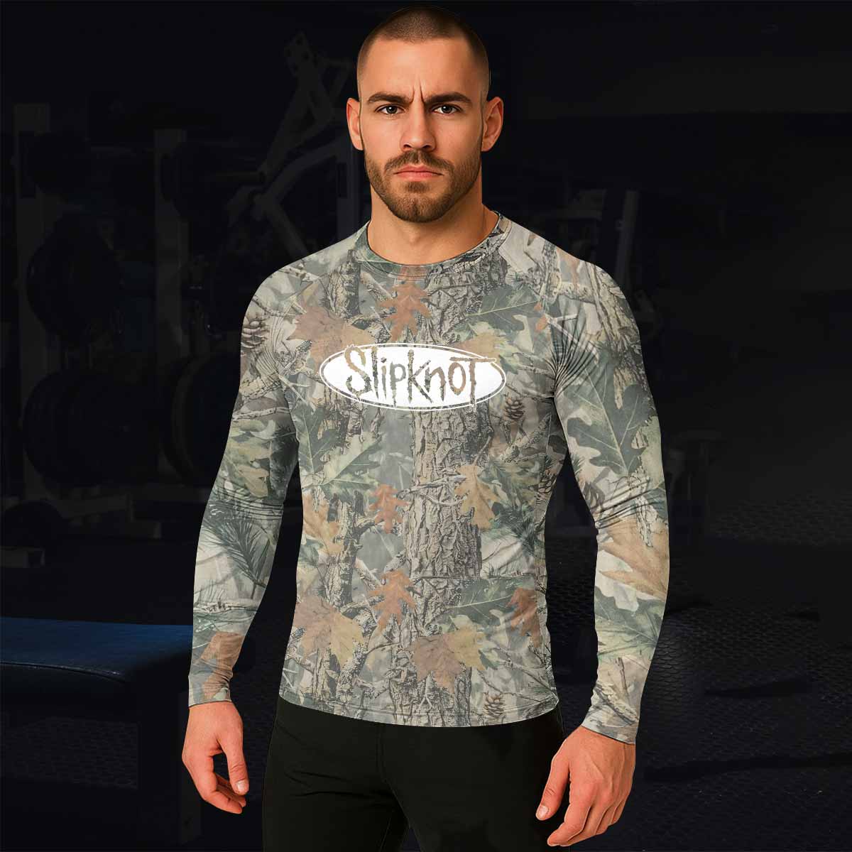 Slipknot Forest Camo Men's Rash Guard Long Sleeve - lifestyle view