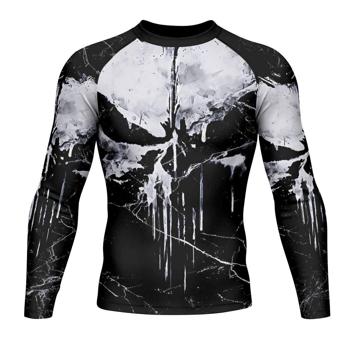 Punisher War Skull Men's Rash Guard Long Sleeve - front view mockup