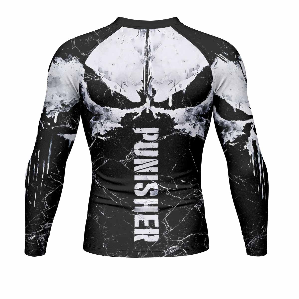Punisher War Skull Men's Rash Guard Long Sleeve - back view mockup