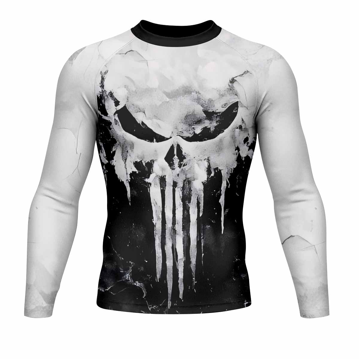 Punisher Ghost Skull Men's Rash Guard Long Sleeve - front view mockup