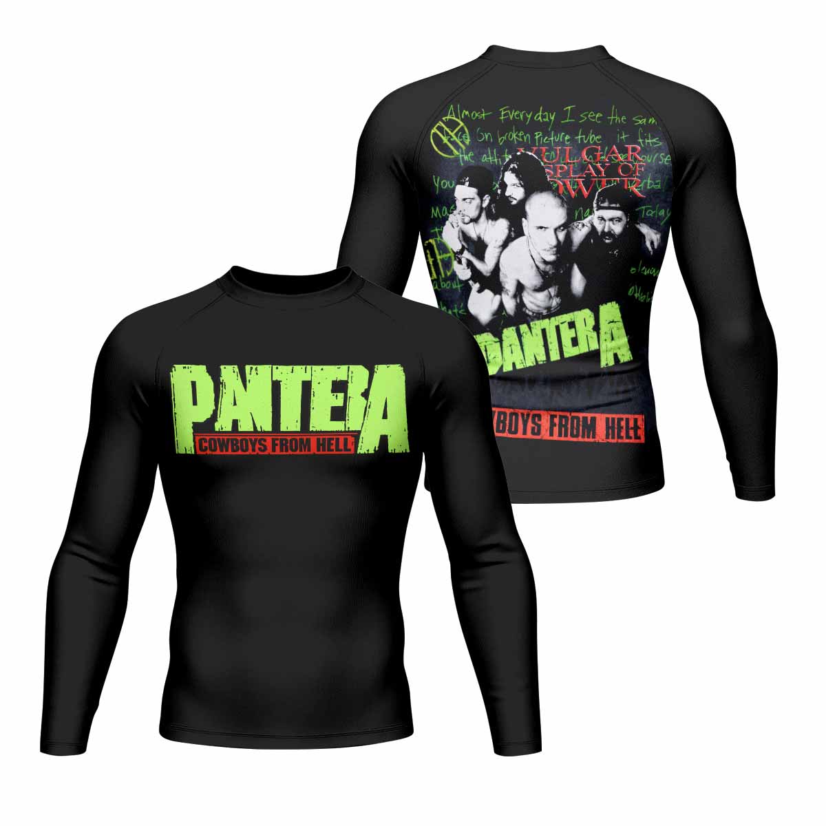 Pantera Cowboys From Hell Men's Rash Guard Long Sleeve - front and back view
