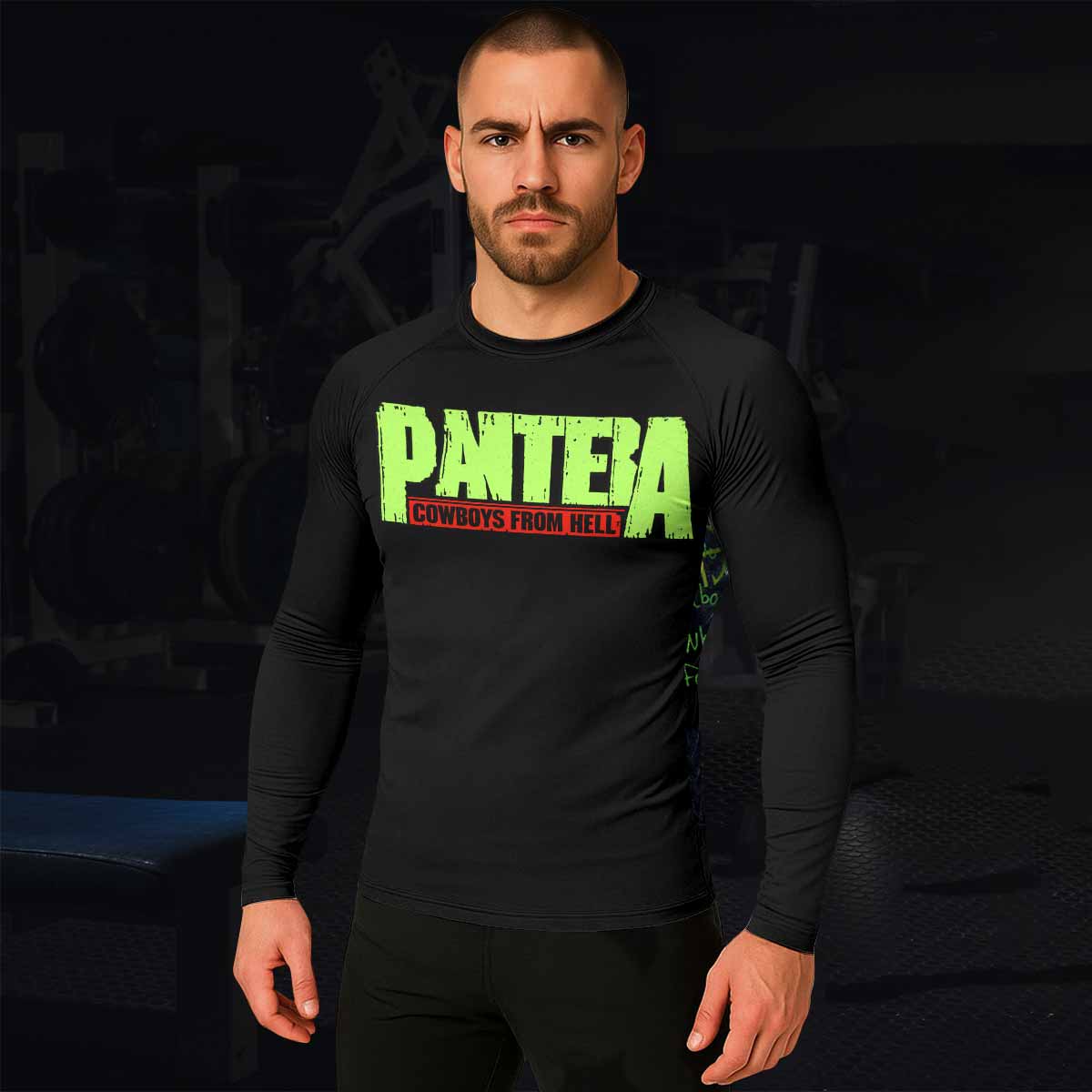 Pantera Cowboys From Hell Men's Rash Guard Long Sleeve - lifestyle view
