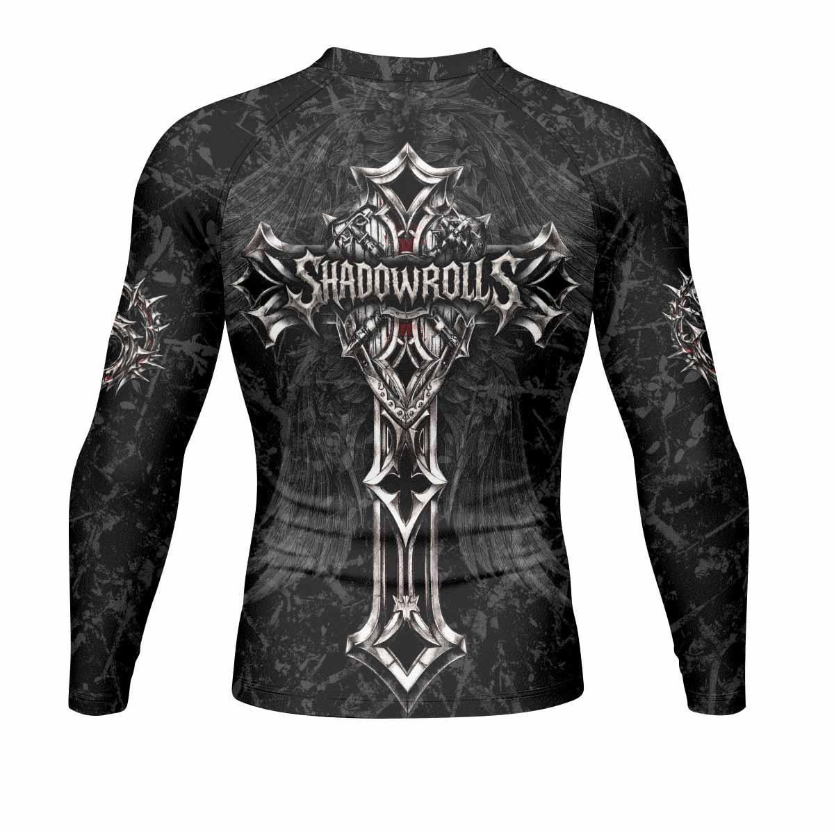Crown of Thorns Cross Men's Rash Guard Long Sleeve - back view mockup
