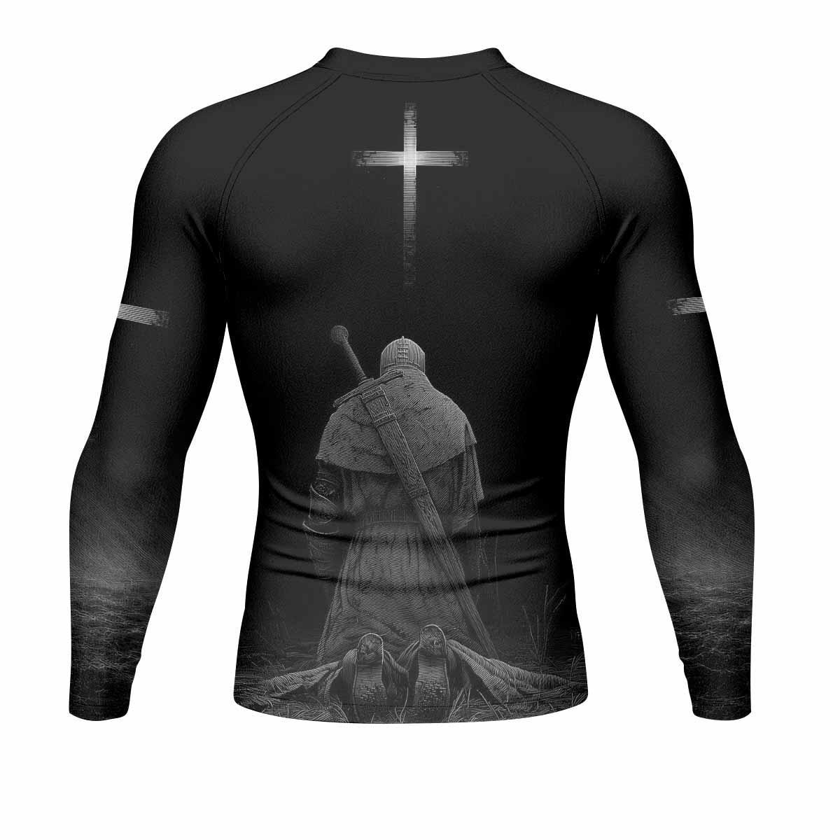 Psalms 23:4 NIV Men's Rash Guard Long Sleeve - back view mockup
