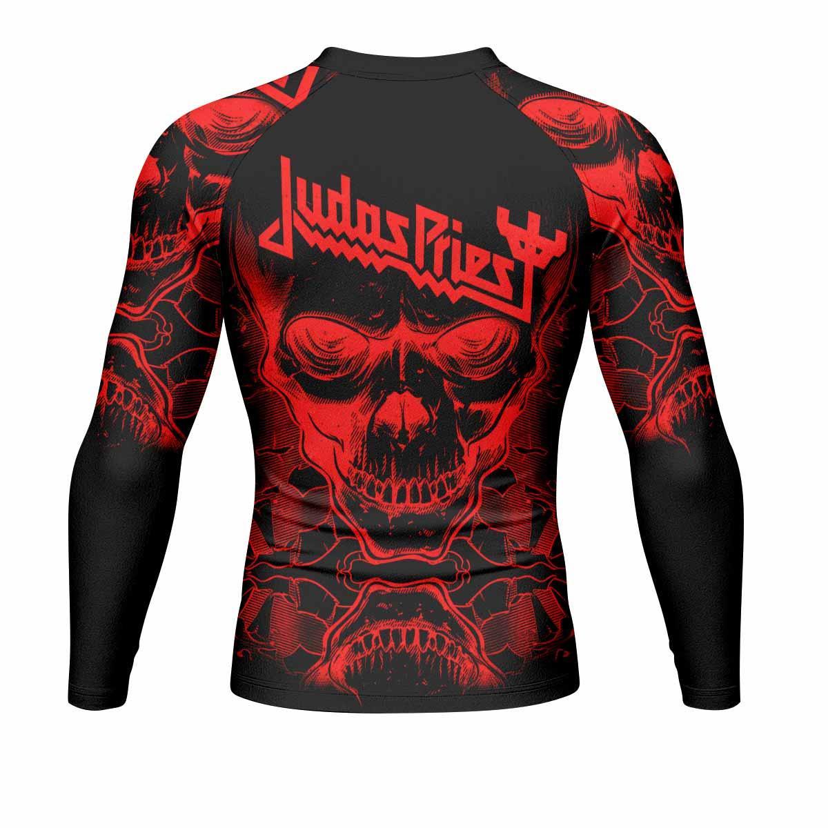 Judas Priest Skull Men's Rash Guard Long Sleeve - back view mockup