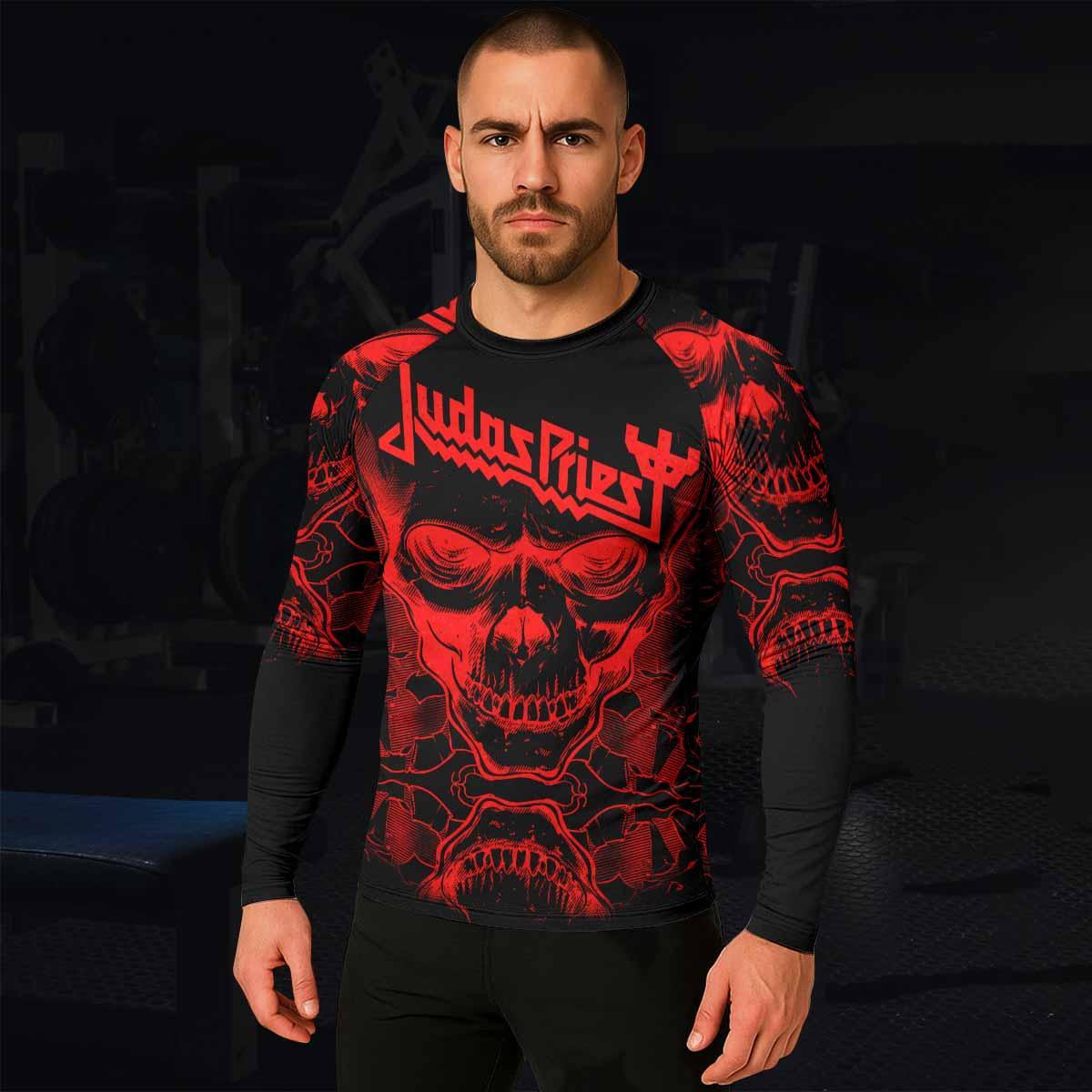 Judas Priest Skull Men's Rash Guard Long Sleeve - lifestyle view