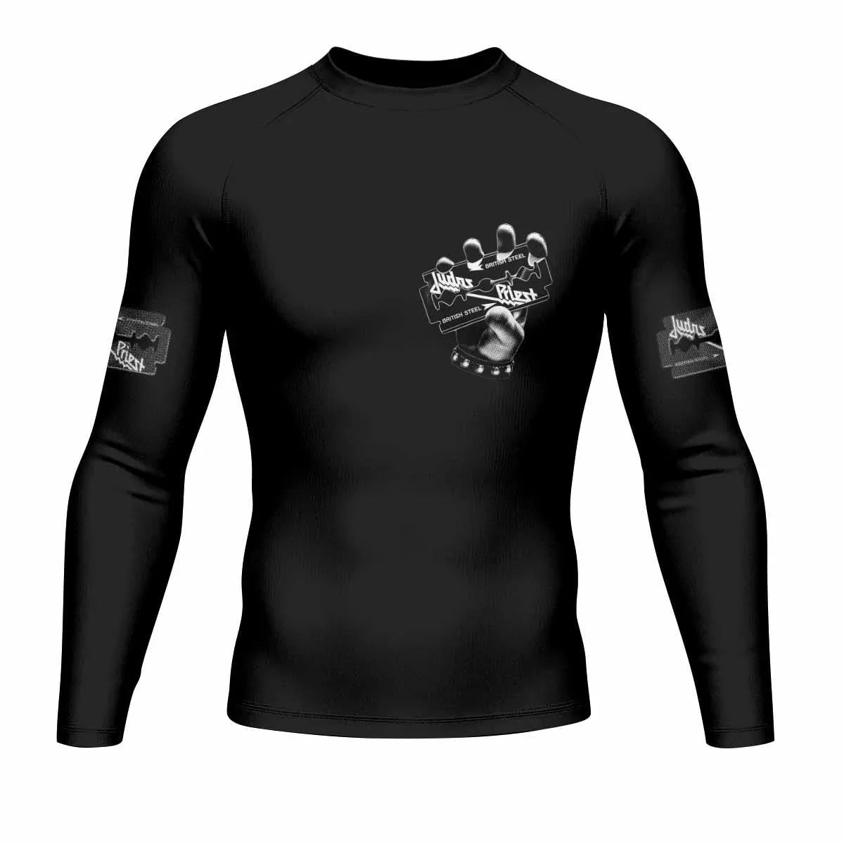 Judas Priest British Steel Men's Rash Guard Long Sleeve - front view mockup