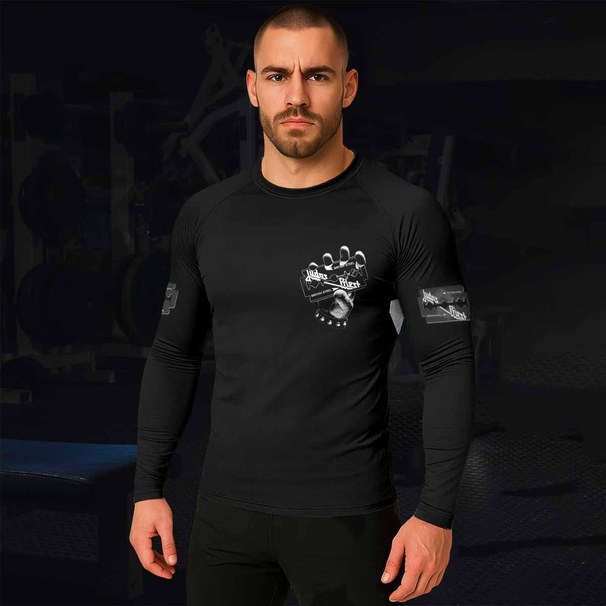 Judas Priest British Steel Men's Rash Guard Long Sleeve - lifestyle view