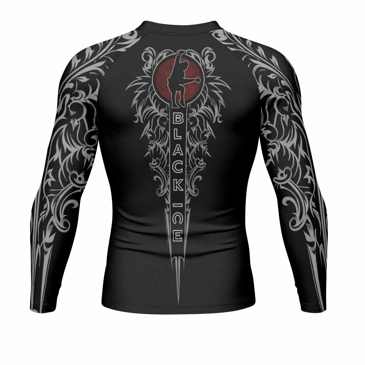 AC/DC Black Ice Men's Rash Guard Long Sleeve - back view mockup