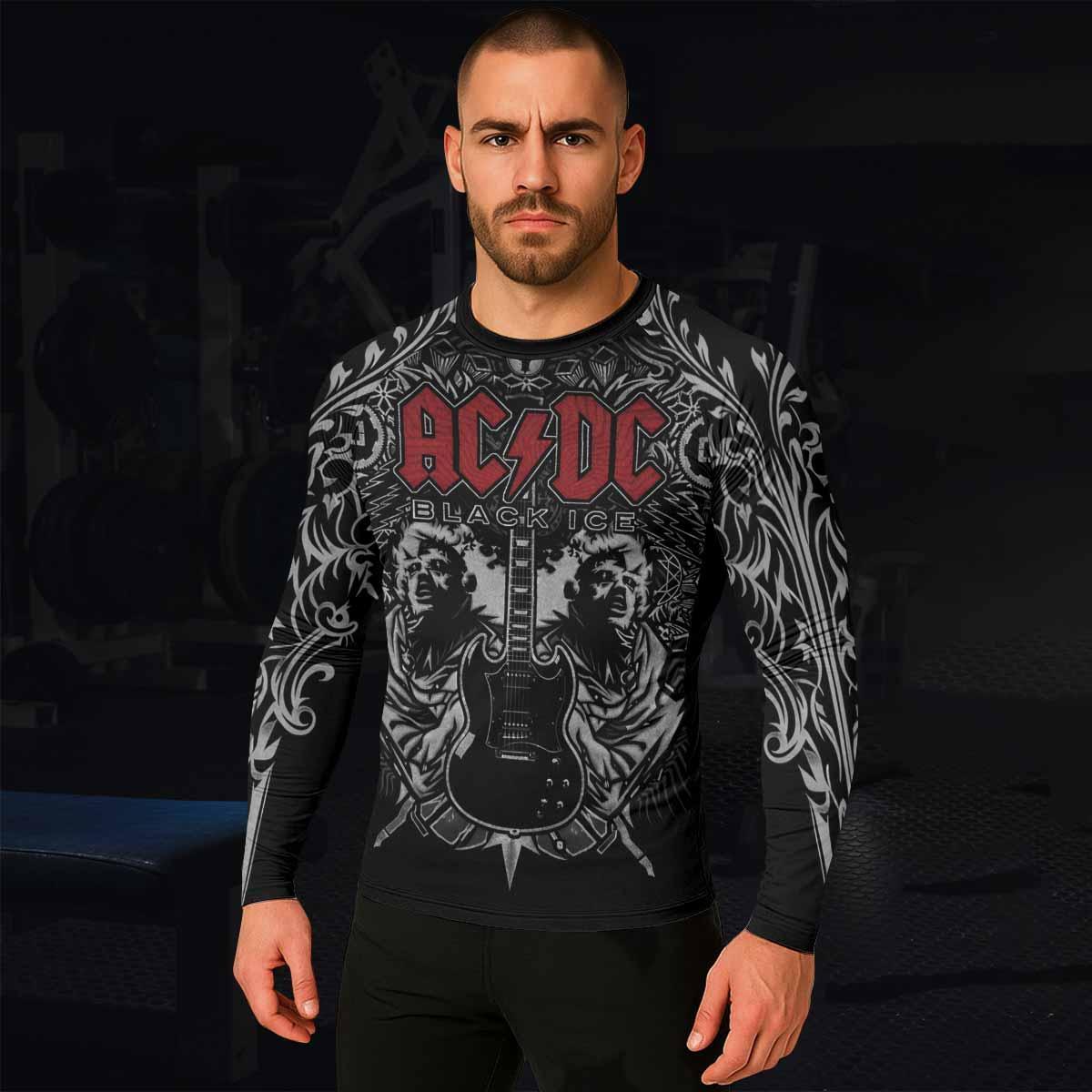 AC/DC Black Ice Men's Rash Guard Long Sleeve - lifestyle view